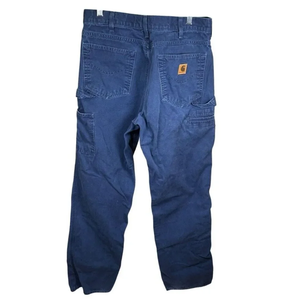 Carhartt Y2K Carpenter Work Loose Pants Utility Blue Relaxed Fit 32x36 B159 NVY